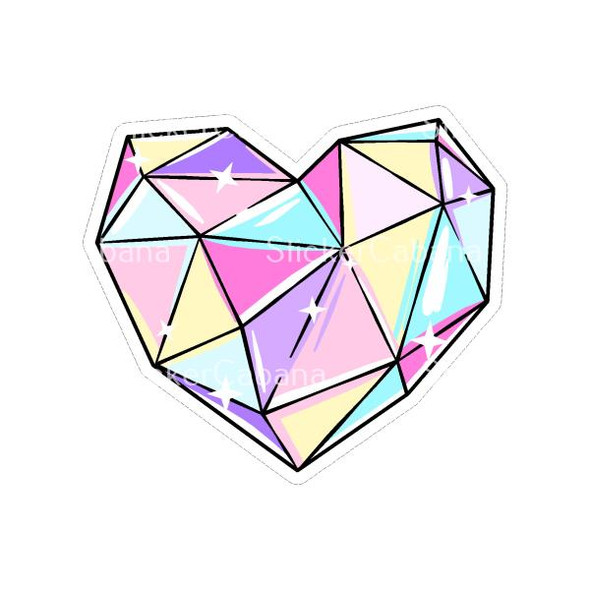 Crystal Heart With Black Outline | Sticker Cabana | Vinyl Stickers