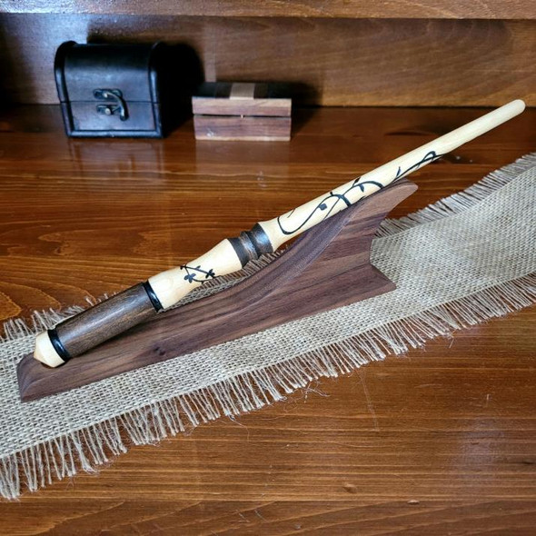 Brown Maple Wand With Hand Painted Vine Engravings | Fantasy by Numbers | Artisan Crafted Items