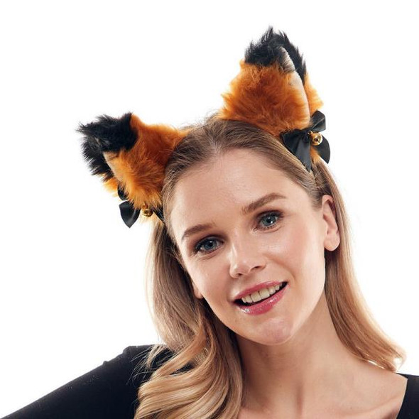 Furry Brown and Black Fox Ears Headband with Bow Bells | Animals | Accessories Furry Brown and Black Fox Ears Headband with Bow Bells | Animals | Accessories