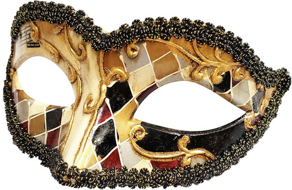 Harlequin Scroll Design Mask Black | Masquerade | Costume And Theatrical Masks