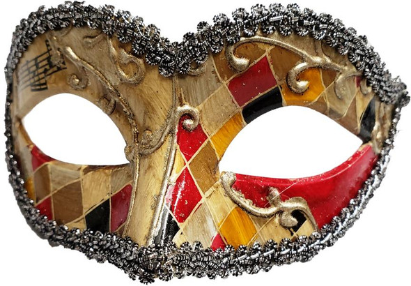 Harlequin Scroll Design Mask Red | Masquerade | Costume And Theatrical Masks