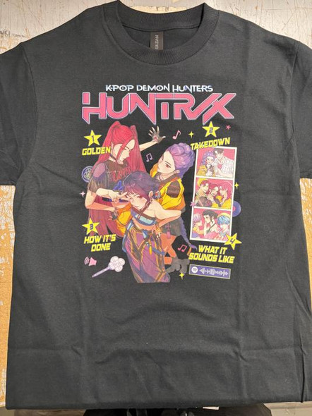 Adult HuntrX K-Pop Demon Hunters Black T-Shirt | Mancave Authentics | Hand Made Artist Inspired Items