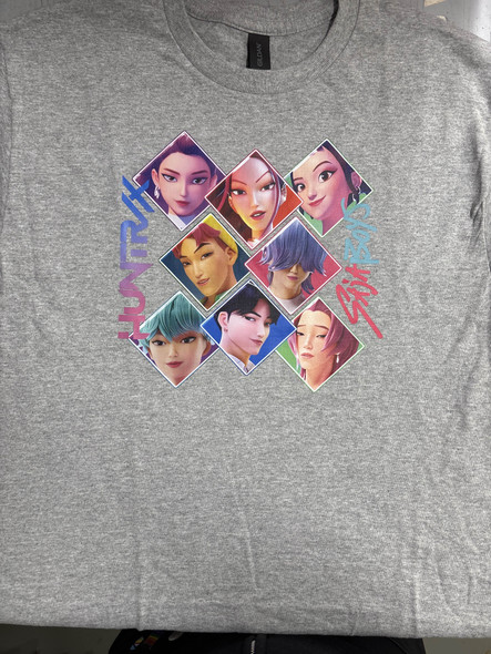 Adult HuntrX Saja Boys K-Pop Demon Hunters Grey T-Shirt | Mancave Authentics | Hand Made Artist Inspired Items