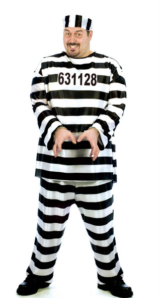 Men's Jailbird Plus Size Convict Costume Men's Jailbird Plus Size Convict Costume