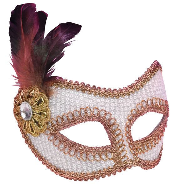 White Sequin Masquerade Mask