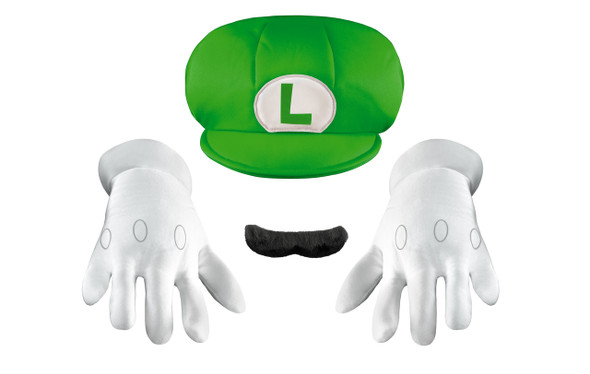 Super Mario Child Size Luigi Hat Moustache & Gloves Kit