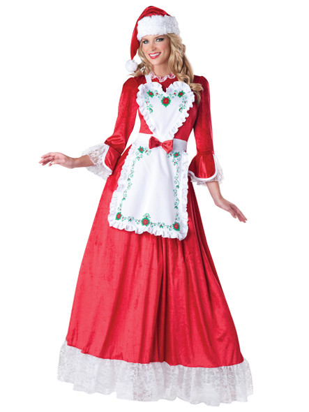 Mrs. Claus Classic Cristmas Dress with Embroidered Apron