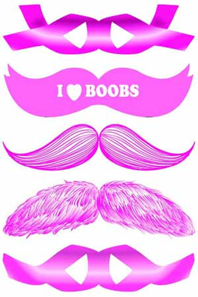 Pink Breast Cancer Moustache Stachetats Tattoos