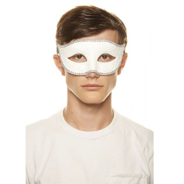 Classic White Molded-Plastic Masquerade Mask