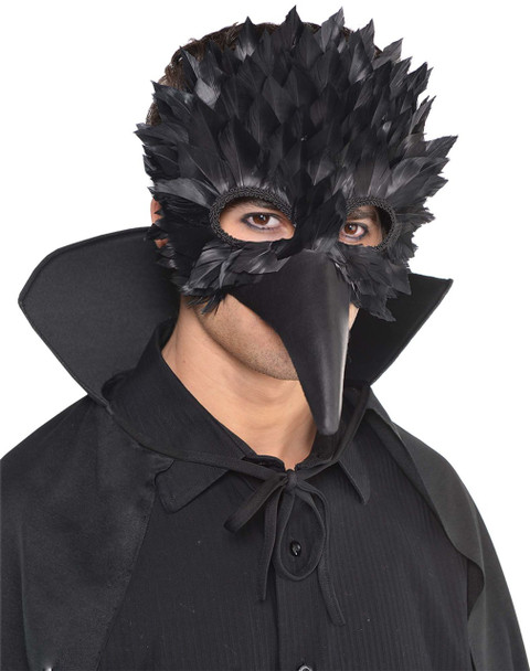 Black Feathered Crow Masquerade Mask