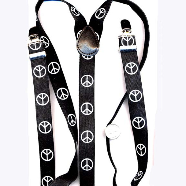 Peace Sign Black Costume Suspenders