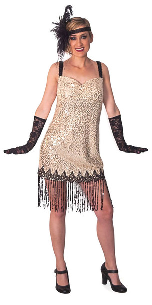 1920s Flapper Costume Dress Queen Size |Flapper Dress Beige Costume | Womens Costumes