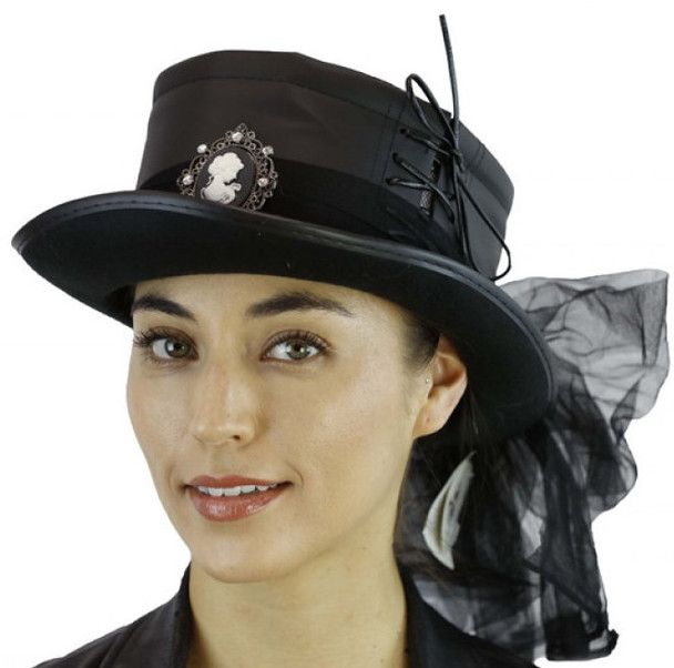 Black Victorian Lace-up Hat