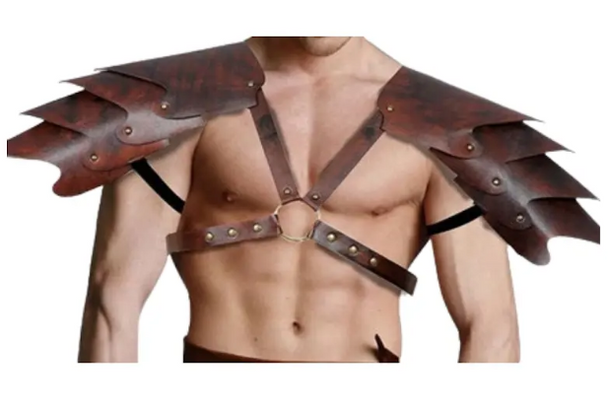 Leatherlike Shoulder Spaulder Armor Brown  | Medieval | Props and Play Weapons