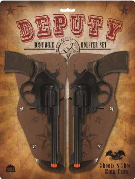 Western Deputy Revolver and Holster Double Set | Cap Gun | Props & Play Weapons