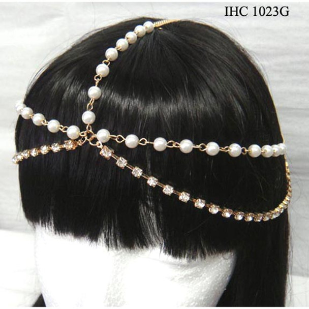 Gold Head Chain with Pearls