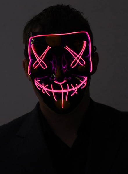 Pink Neon Light Up Purge Mask | Halloween | Accessories