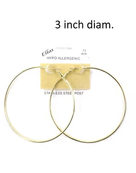 70s Large Hoop Earrings Gold | Costume Accessories and Kits