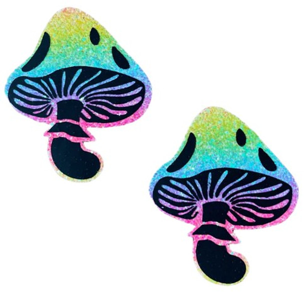 Neva Nude Blacklight Chunky Glitter Toadstool Pasties | Festivals | Applications and Prosthetics