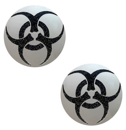 Neva Nude Biohazard Reflective Black Glitter Pasties | Festivals | Applications and Prosthetics