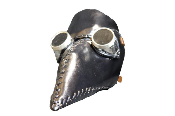 White Leather Plague Doctor Mask with Attached Goggles | Local Artist | Accessories