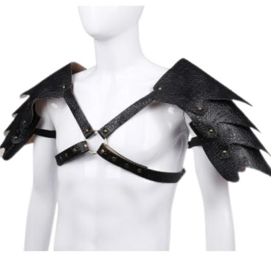 Leatherlike Shoulder Spaulder Armor Black  | Medieval | Props and Play Weapons