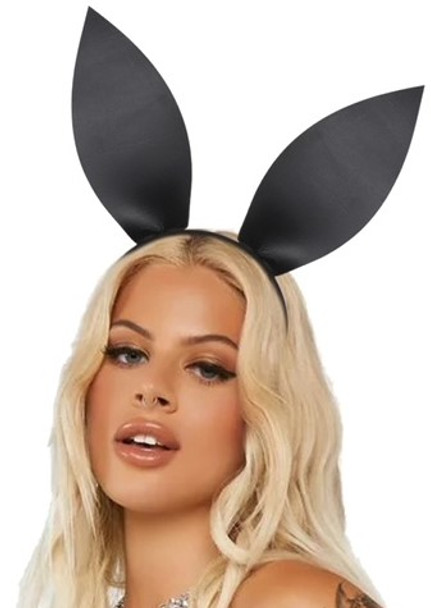 Leatherlike Black Bunny Ears Headband | Animals | Hats and Headpieces