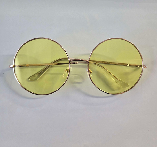 Janis 70s Large Round Frames Sunglasses Yellow | Glasses and Sunglasses