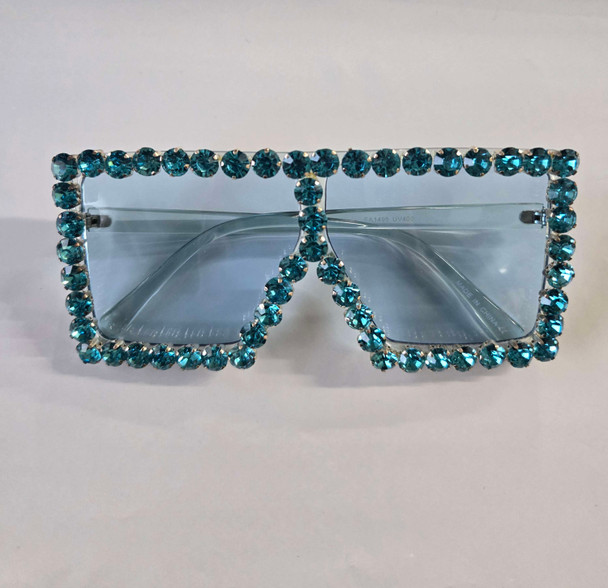 Elton John Style Jeweled Sunglasses Blue | Glasses and Sunglasses