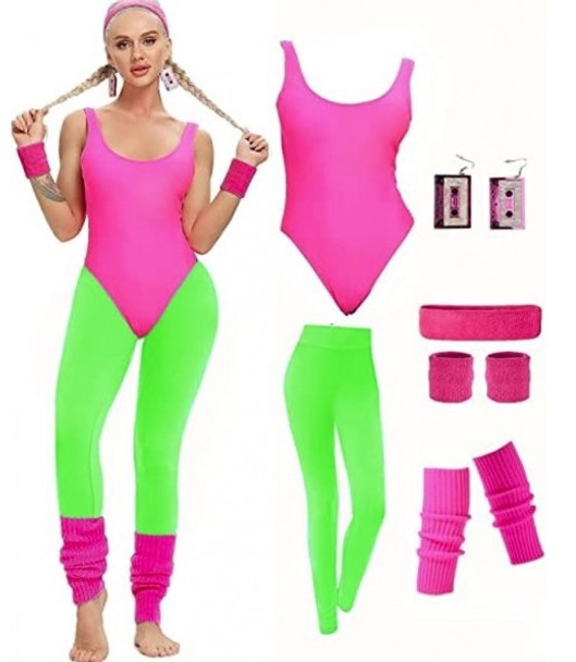 80s Green/Pink Workout Outfit | 80s | Women's Costumes