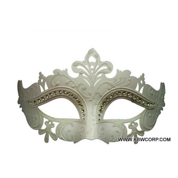 Rhinestone Fleur Masquerade Mask White | Costume and Theatrical Masks
