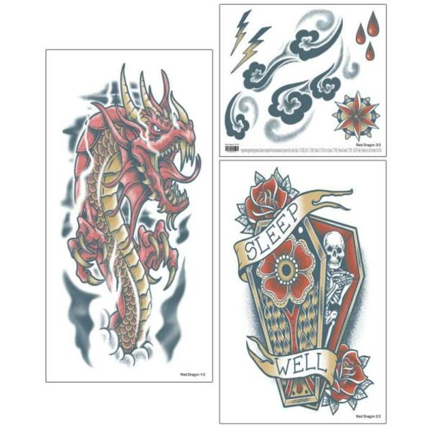 Red Dragon Sleeve | Temporary Tattoo | Makeup