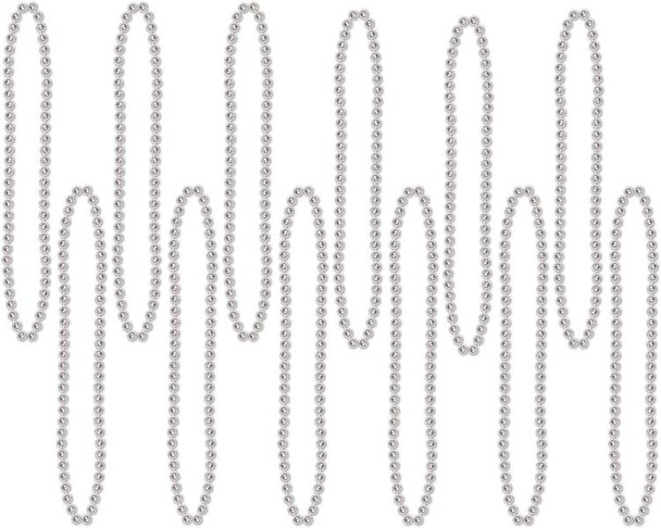 Silver 12 Pack Party Beads | Mardi Gras and Festivals | Accessories