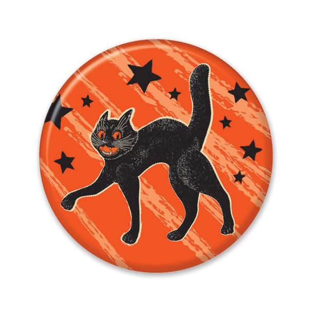 Black Cat Scratch Vintage Button | Halloween | Accessories