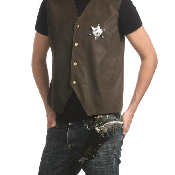 Western Cowboy Set Black | Silver Gun with Holster and Badge | Costume Accessories