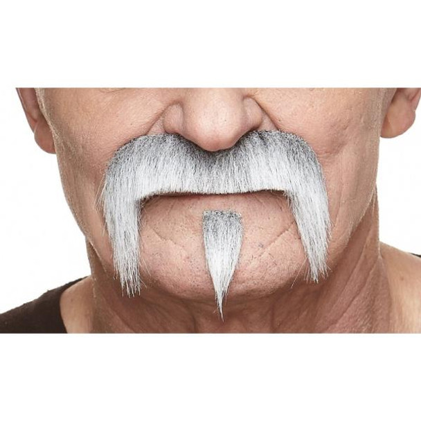 Biker Moustache and Soul Patch | Grey and White | Makeup and Facial Hair