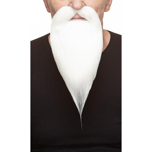 Long Mustache and Beard White | Theatrical Facial Hair | Makeup