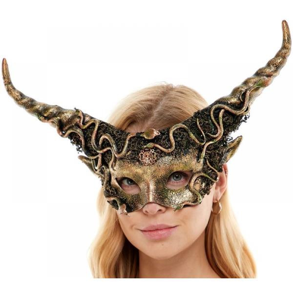 Woodland Faun Green Voodoo Half Mask | Masquerade | Accessories