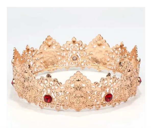Gold Filigree Crown with Red Gems | Crowns and Tiaras | Crowns and Tiaras