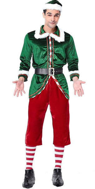 Santas Helper Velvet Elf Costume | Christmas | Mens Costumes