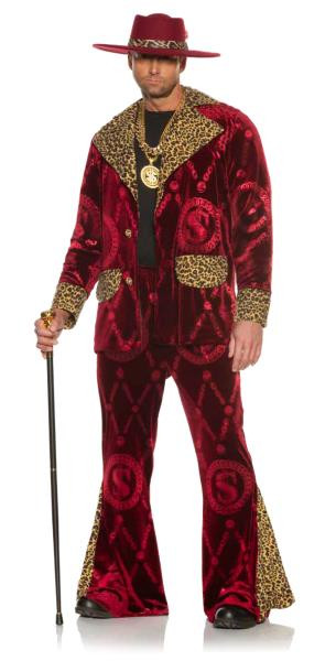 70s Red Velvet High Roller Pimp Plus Size Costume | Mens Costumes