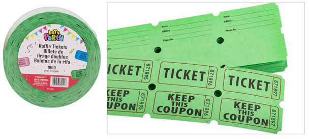 Green Raffle Tickets 1000 roll | Novelty | Novelty and Decor