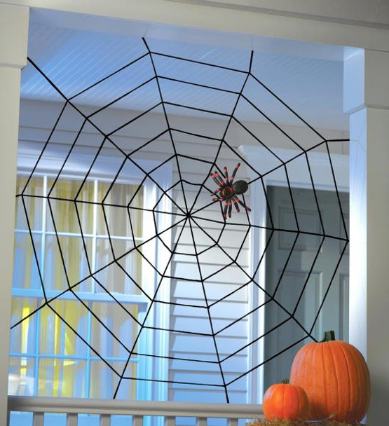 5 FT Black Rope Spider Web Decor | Halloween Decor | Novelty and Decor