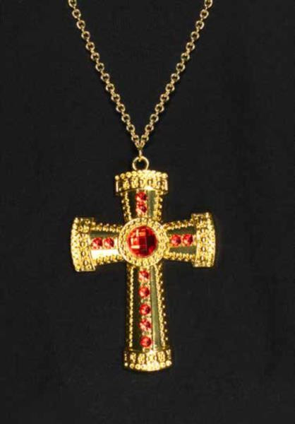 Red Jeweled Cardinal Gold Cross | Clergy | Costume Accessories