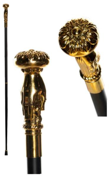 Gold Flower Gentlemans Metal Handle Walking Cane | 70s | Props and Play Weapons