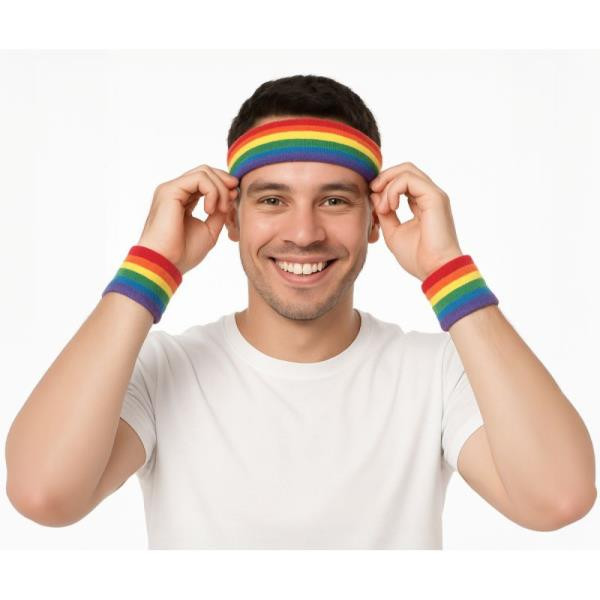 Rainbow 80s Sweatbands Set | 80s | Hats and Headpieces