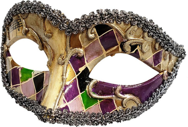 Harlequin Scroll Design Mask Purple | Masquerade | Costume And Theatrical Masks