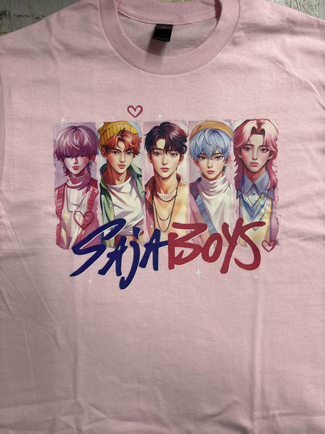 Adult Saja Boys K-Pop Demon Hunters Pink T-Shirt | Mancave Authentics | Hand Made Artist Inspired Items