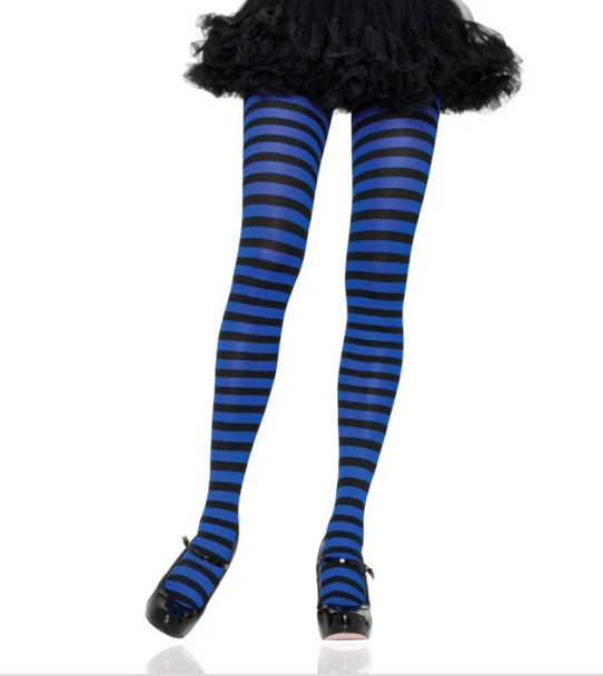 Nylon Striped Tights Black and Blue | Hosiery | Legwear and Tights