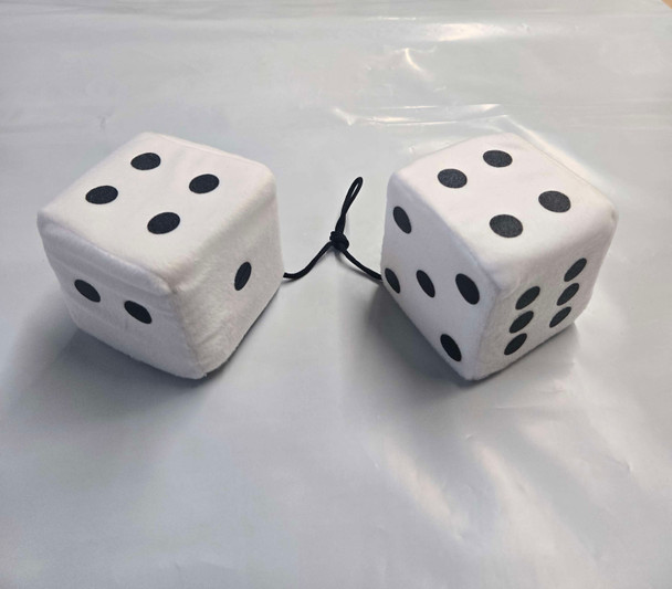 Soft Plush Hanging Dice White | 1950s | Novelty